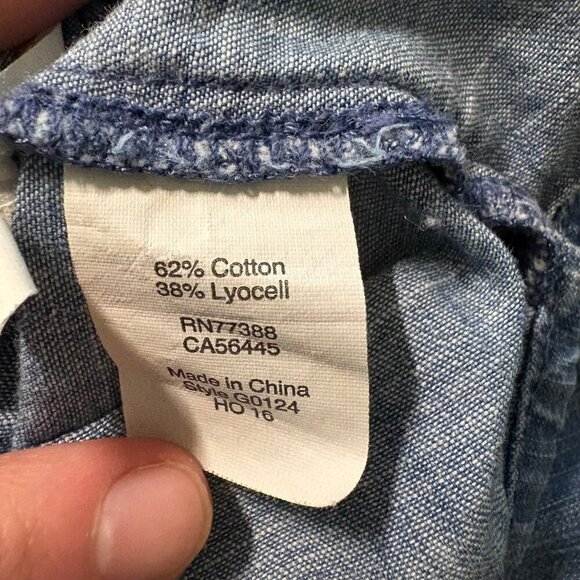 Madewell Classic Chambray Denim Button Down Tie-Sleeve Shirt Women's Size Med - Picture 8 of 8